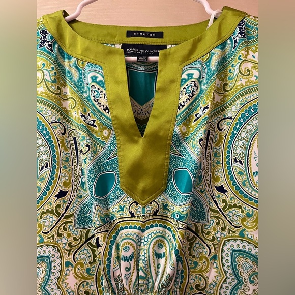 ⚫️ BOGO Jones New York Blue Green Paisley Women's Top Flowy summer Vacation SP - Picture 7 of 8